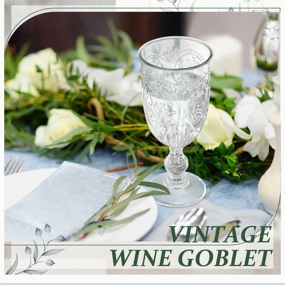4 Pcs Plastic Goblets 7.5oz Vintage Goblet Plastic Wine Glasses Colored (Clear) - Picture 5 of 7